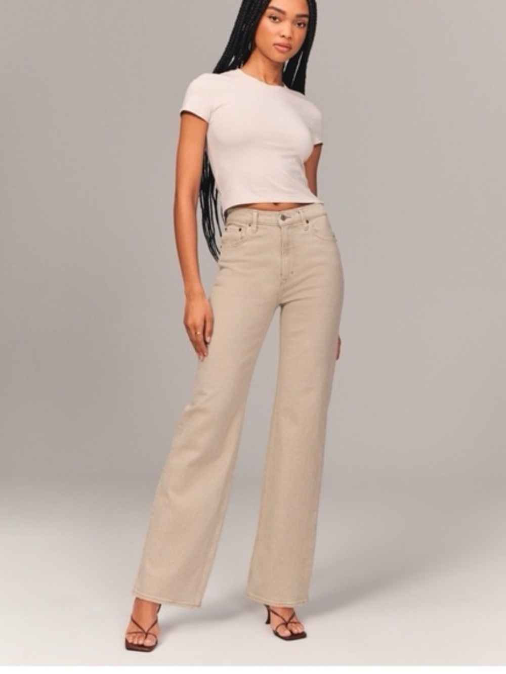 Abercrombie & Fitch Beige Wide Leg Jeans Size 8